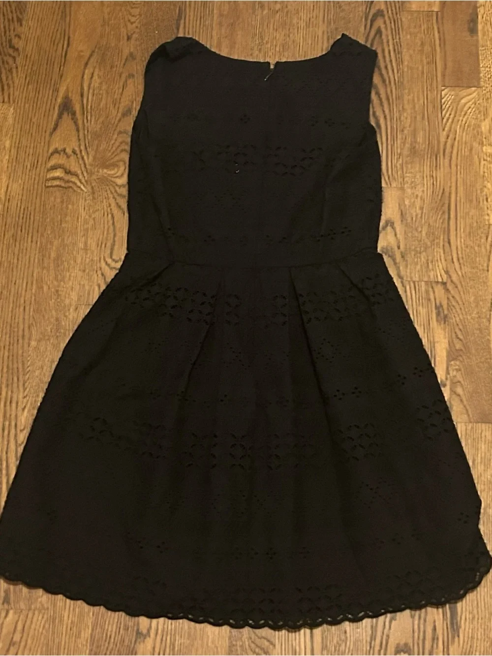 LOFT Black Eyelet Sleeveless Fit & Flare Mini Dress 248